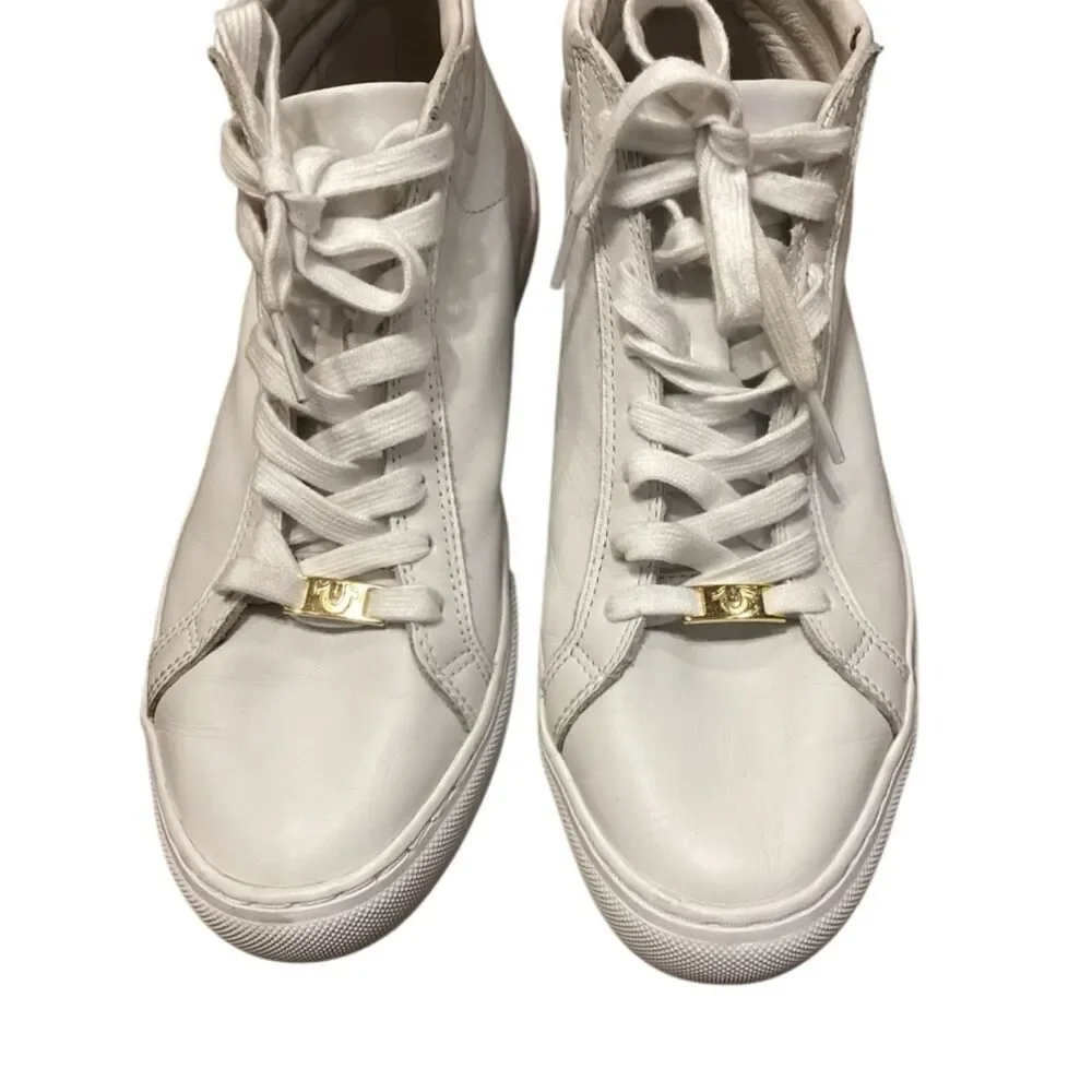 True Religion Mens Leather White Mid Trainers Sneakers Shoes size 7